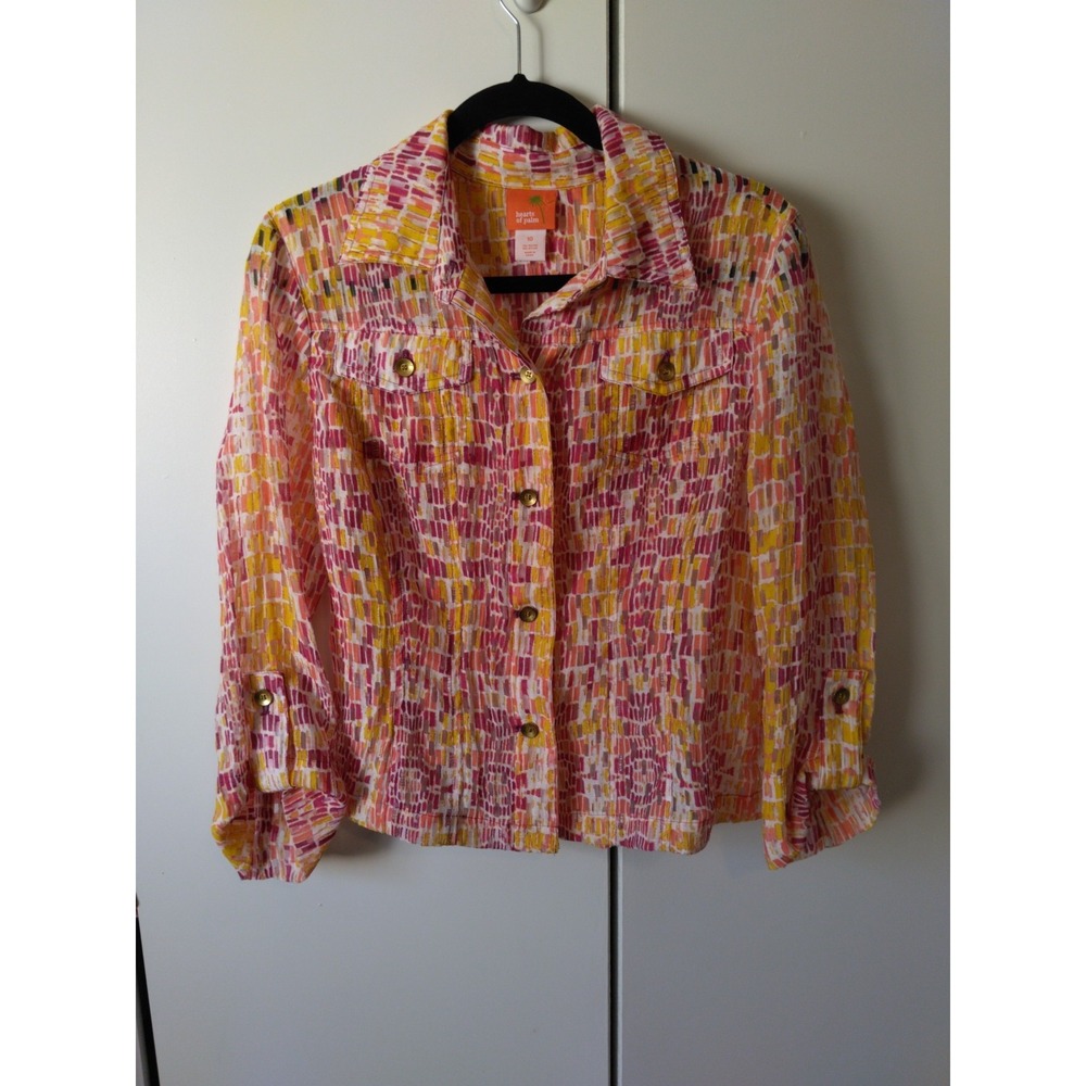 Women Artsy Jacket Size 10 Semi Sheer Boho Chic Resort Coastal Lightweight